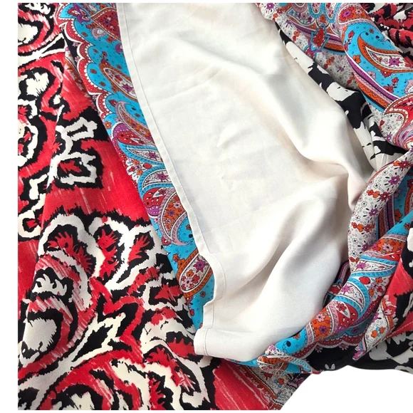 Anthropologie Vanessa Virginia Silk Maxi Dress Womens 2 Red Black Eclectic Artsy - Picture 9 of 12